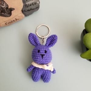 Crochet Keychain Purplish Bunny Handmade
